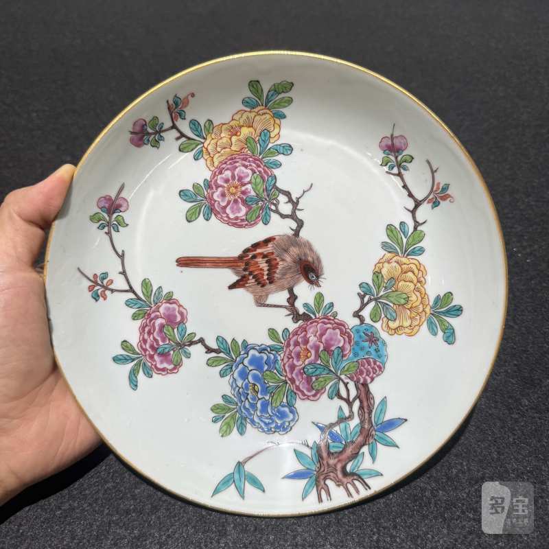 清雍正 广珐琅花鸟纹盘一组六件 - 图3